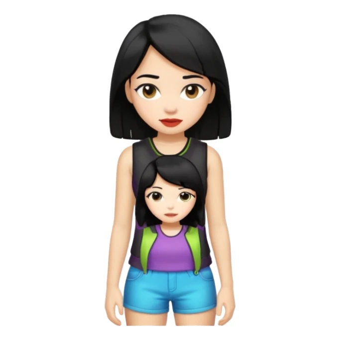 girl In Sleeveless, black hair, funky. sticker