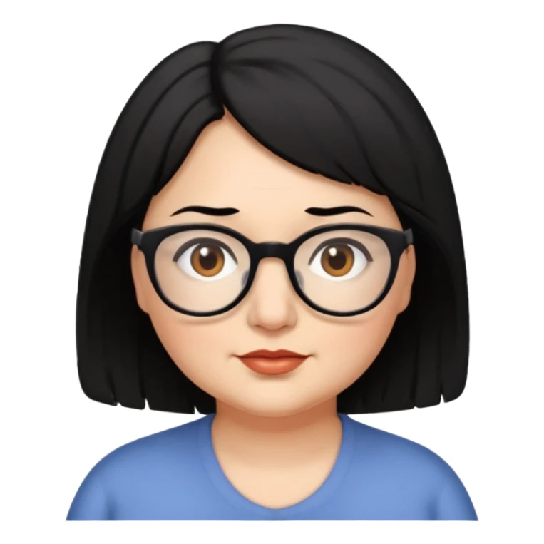 woman 60, brown eyes, very short weavy black hair, chubby sticker