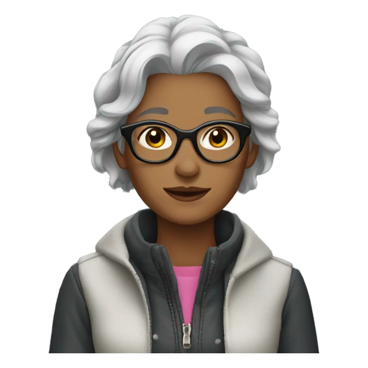 young grey-haired fashionable woman sticker