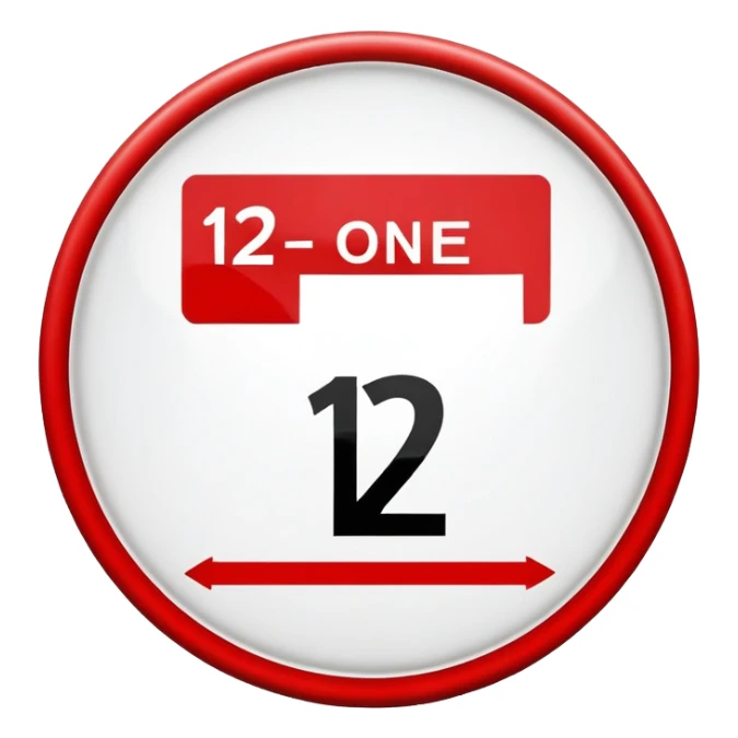 prohibition sign with number 12 inside, no one under 12 allowed symbol sticker