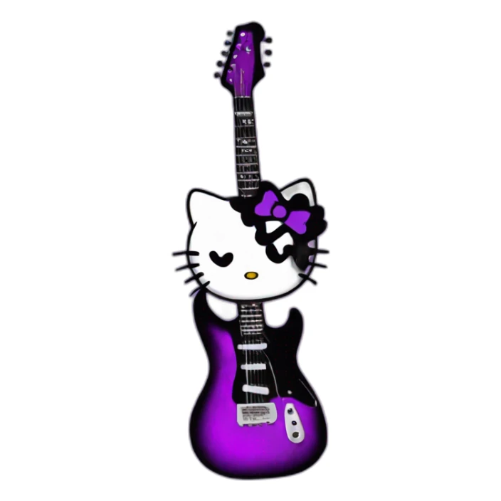 hello kitty emo rockstar headphone guitar black purple sticker