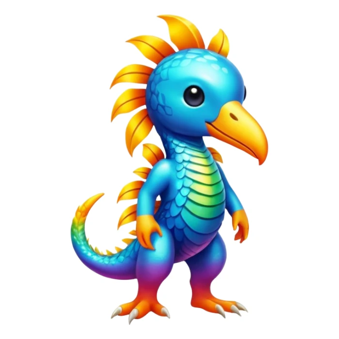 Abstract elemental colorful shiny exotic tropical La Creatura Fakémon full body sticker