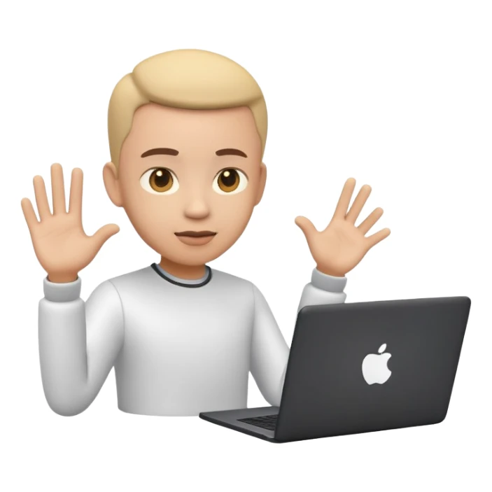 Online course, dark laptop screen with a person emerging teaching something. Lesson, video course, semi 3D emoji style sticker