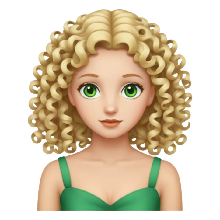 woman with blonde 3b springy ringlet curls and green eyes sticker