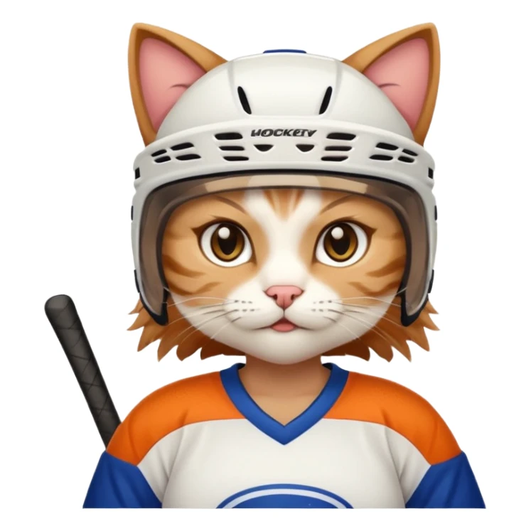 female cat hockey player sticker