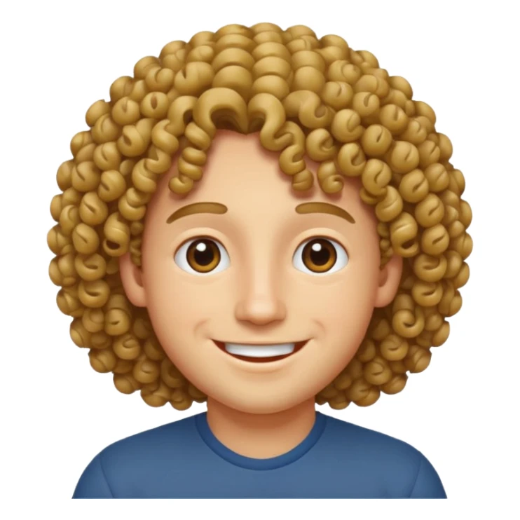 Inaki Godoy smiling with curly hair, apple style emoji sticker