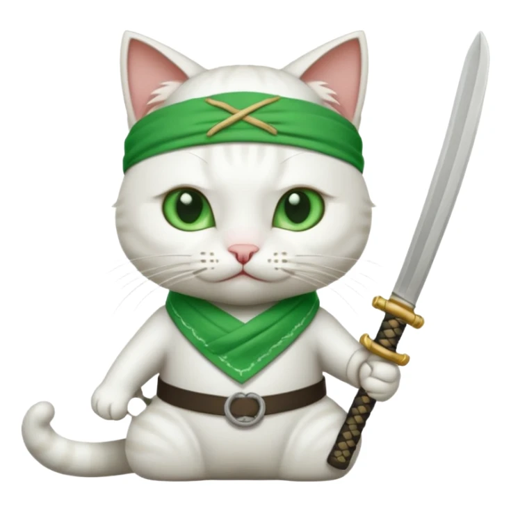 un gato blanco con reeferencia a roroa zoro sticker