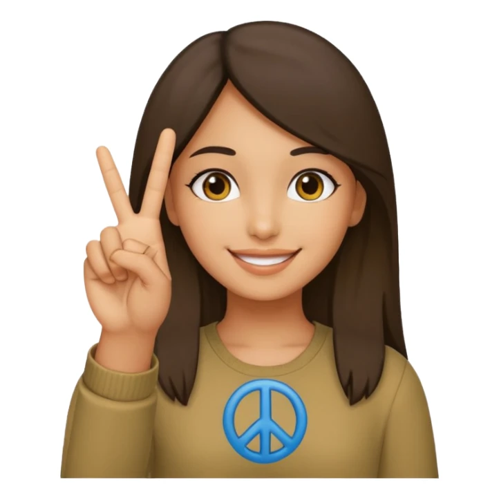 smiling girl with peace sign\ sticker