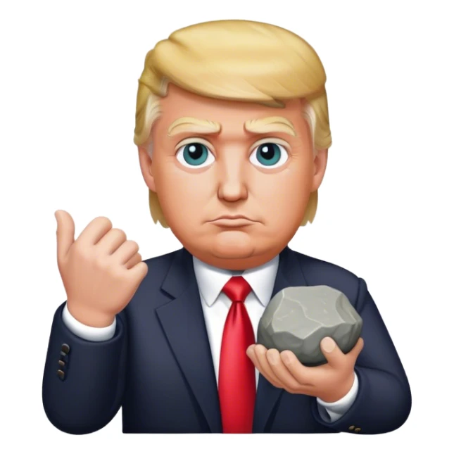 Trump holding a stone in his hands sticker