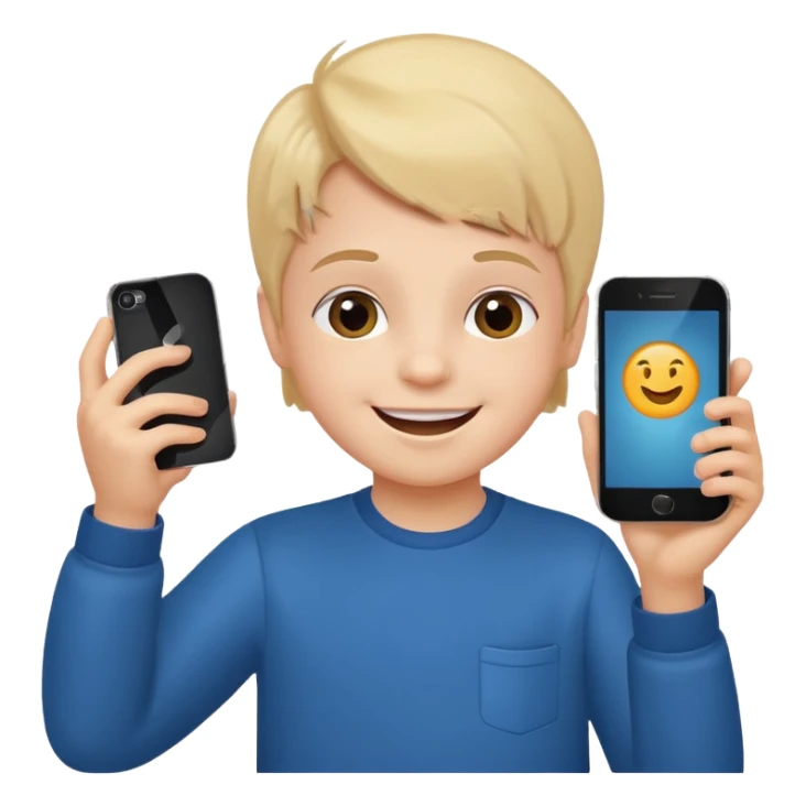 happy child with phone in hand sticker