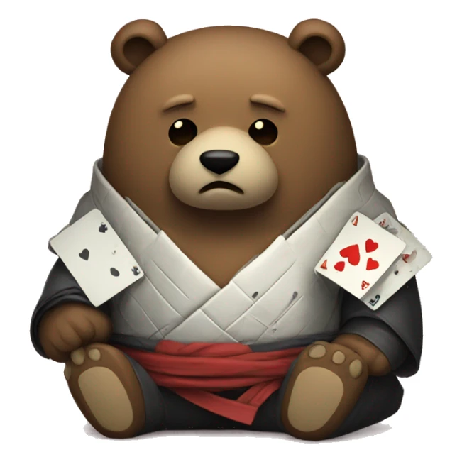 sad samurai bear with tears coz he lost in poker sticker