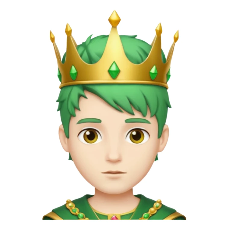 royal prince with green hair with crown sticker