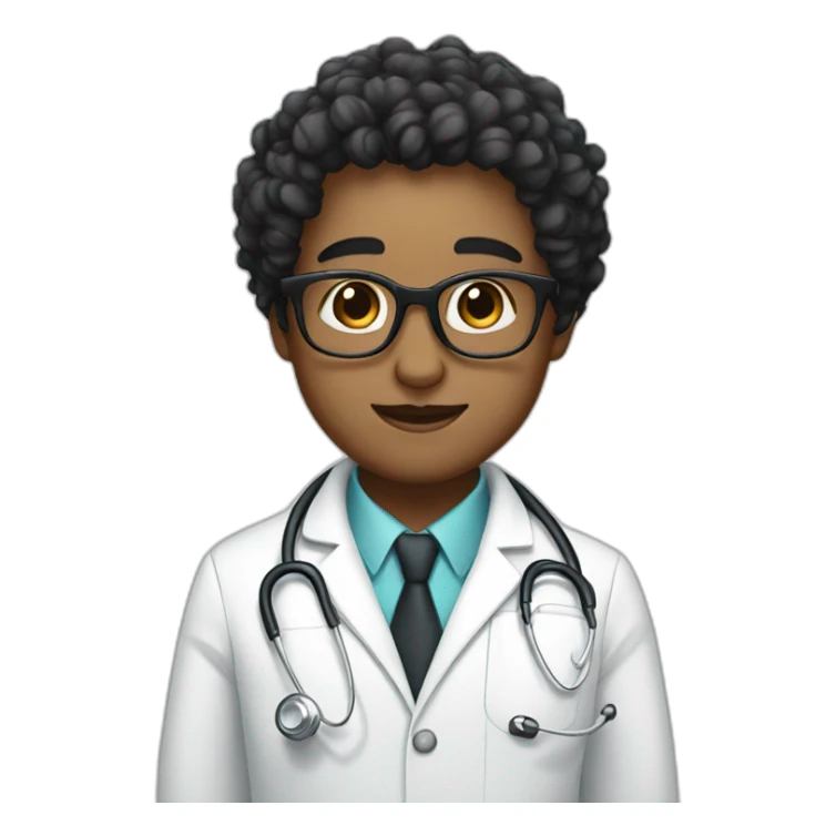 Cute white doctor with black curly hair wearing glasses  sticker