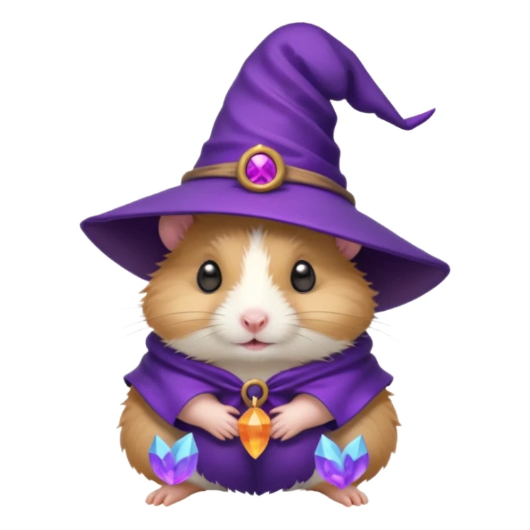 cute hamster wearing a small purple witch hat sticker