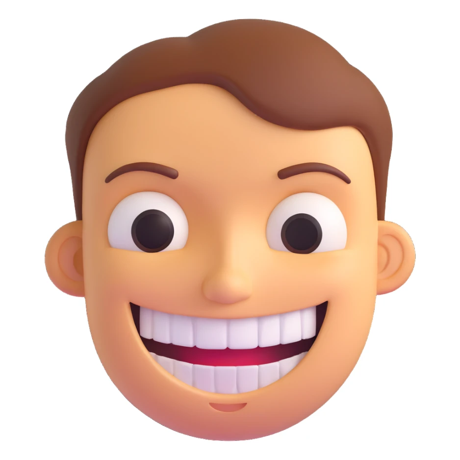 face with a wide grin and dead inside eyes sticker