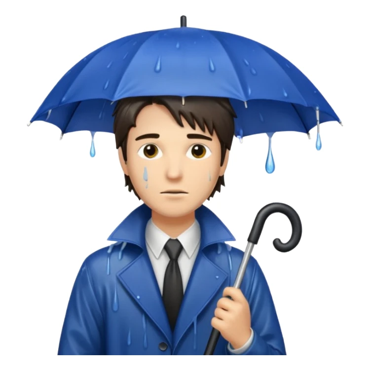 man getting wet (umbrella, dripping hair) sticker