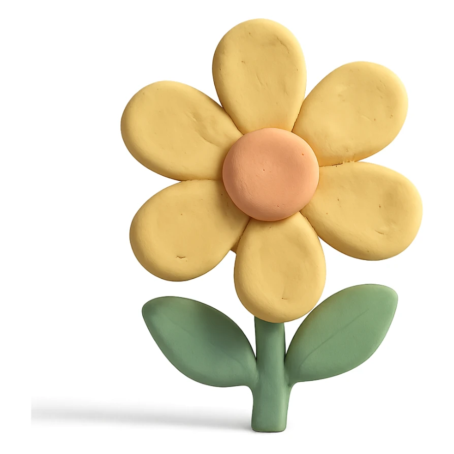claymation style yellow flower with pastel colors and soft edges sticker