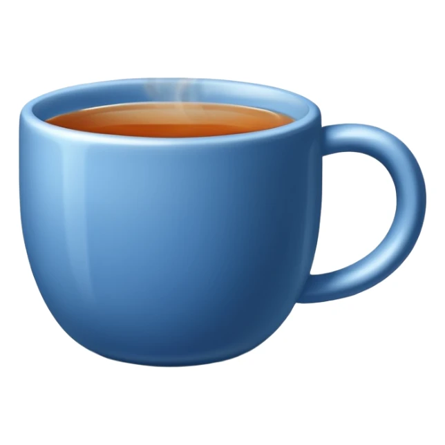 visibly steaming plain blue mug of tea sticker