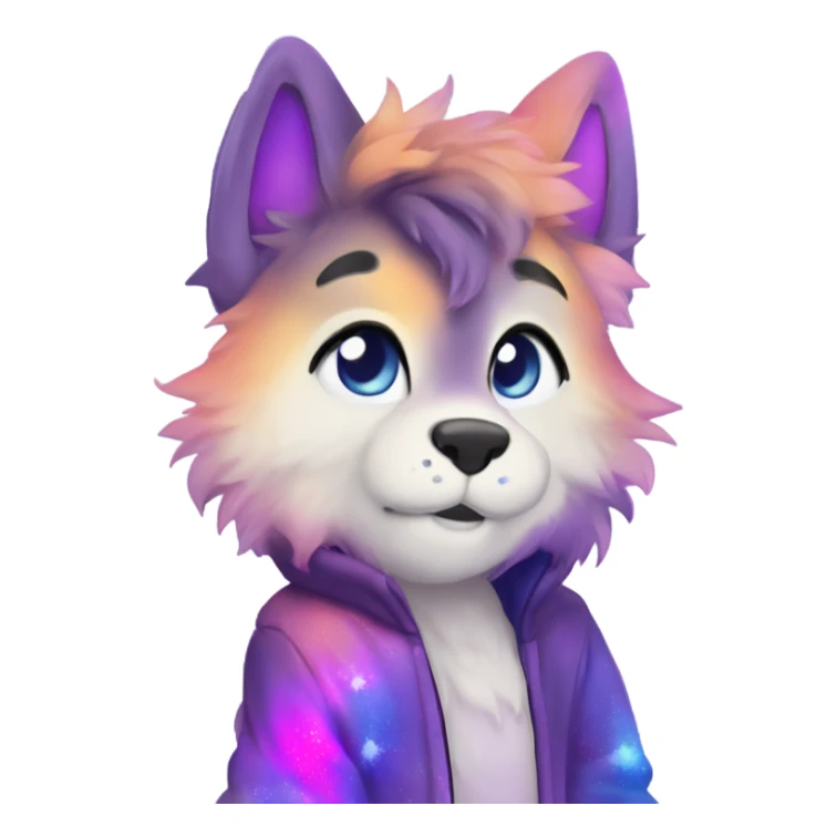gradient-Sparkle-nebula-fursona anthropomorphic furry full body sticker