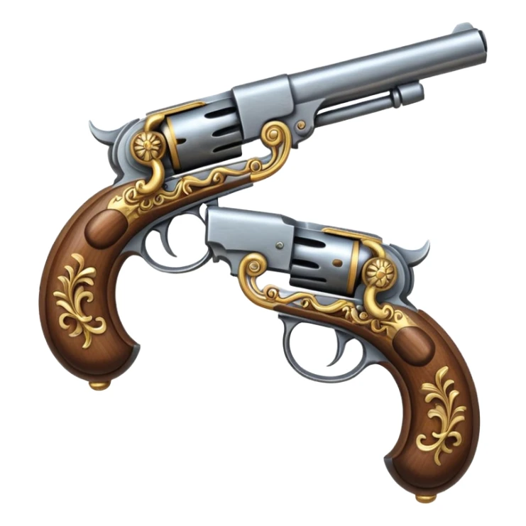 2 flintlock pistols laid on top of one another sticker