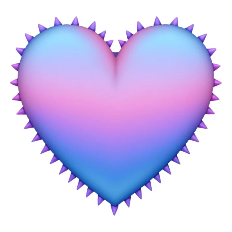 Stitched thorny barb wired pastel pink-violet-blue-gradients heart sticker