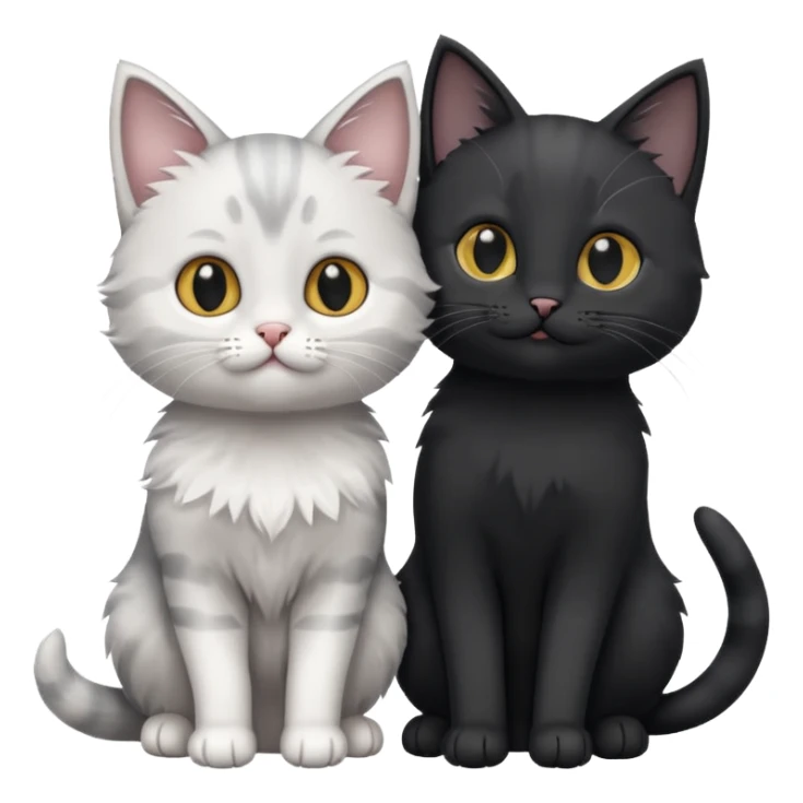 White and grey kitten and black cat sticker