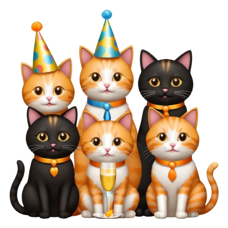twelve cats at a birthday party sticker