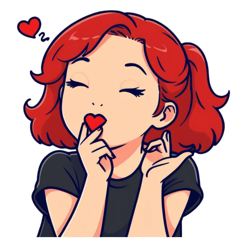 red headed girl blowing kisses sticker