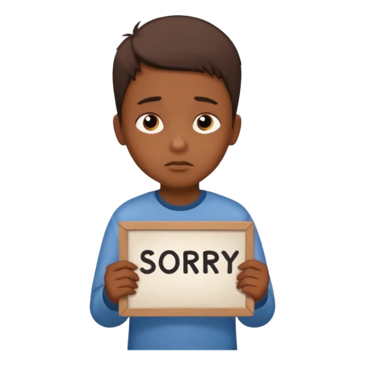 Boy with sign written sorry bhasha Don sticker