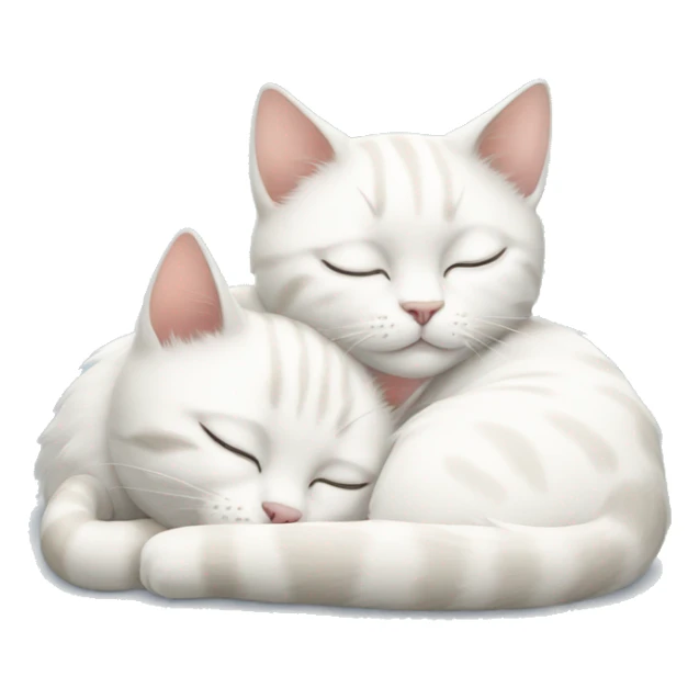 two white cats sleeping curled up next to each other sticker