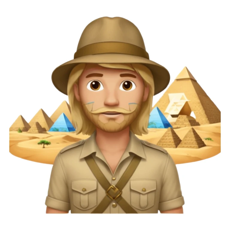male blond long hair agent with short beard in egypt with pyramids sticker