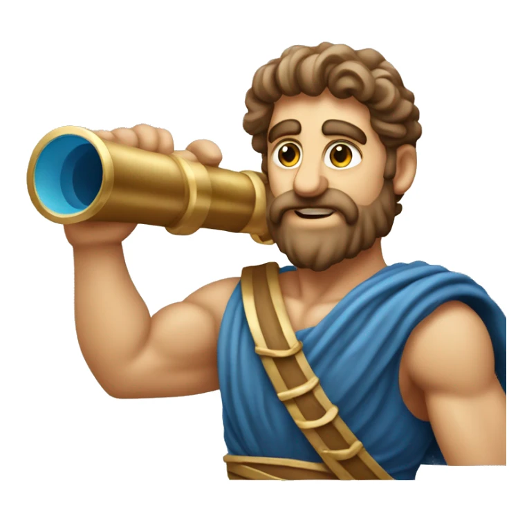 Muscular Ancient Greek sailor holding a telescope sticker