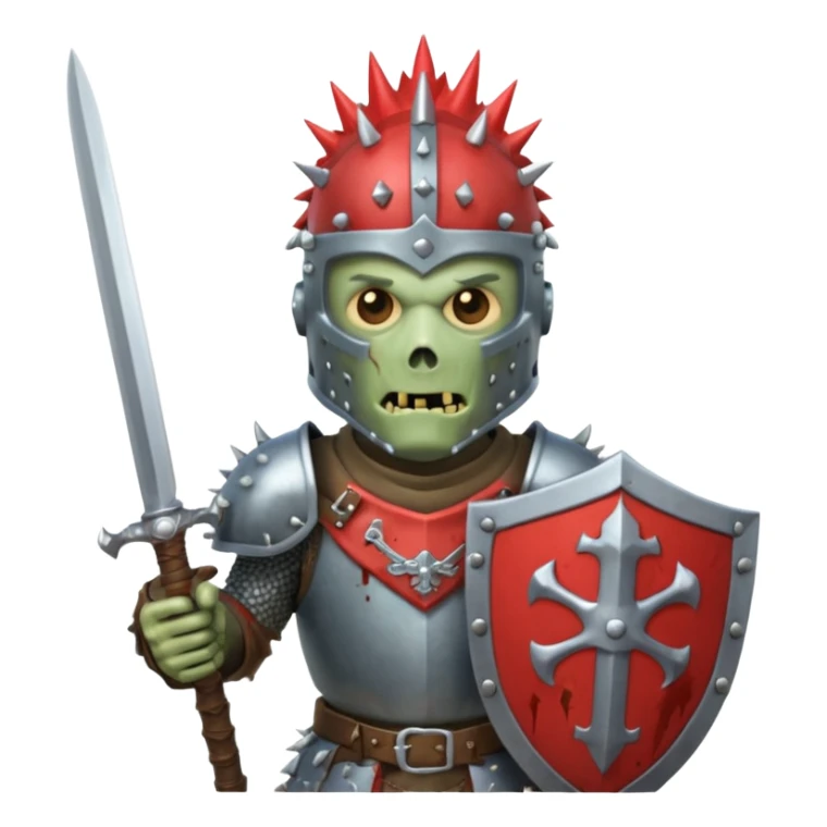 zombie Knight with spiky helmet holding sword and shield sticker