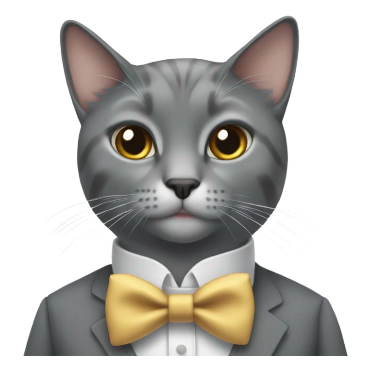 Gray cat in a bow tie and top hair  sticker