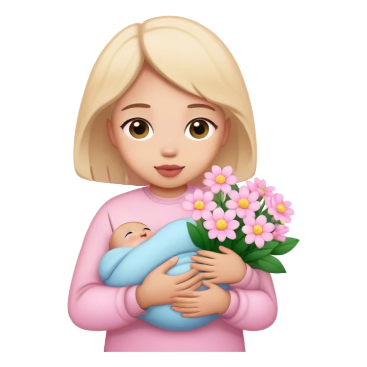 Me holding baby pink flowers  sticker