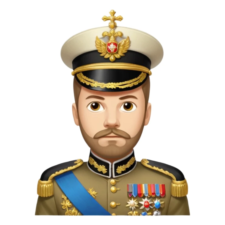 Nicholas II, Russian tsar, ornate military dress, sash sticker