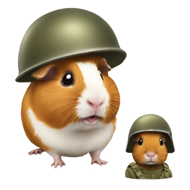 traumatised guinea pig with soldier helmet slightly askew sticker