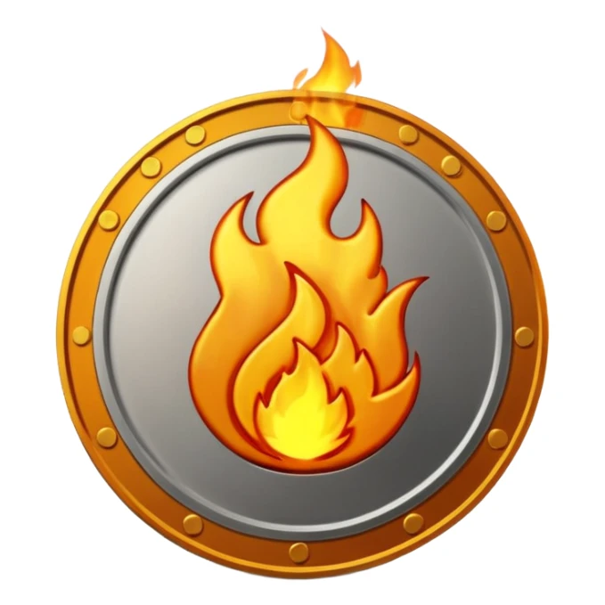 an ai symbol embossed on a coin on fire and animated sticker