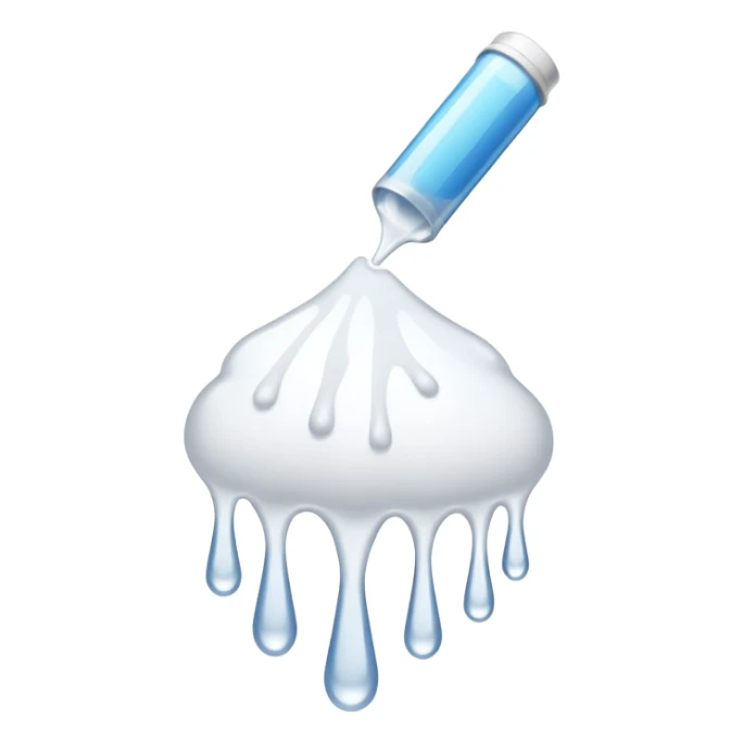 individual white glue drops falling and dripping out of a tube sticker