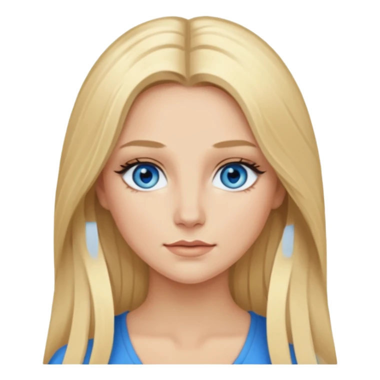 Shannon Bex with long blonde hair, blue eyes sticker