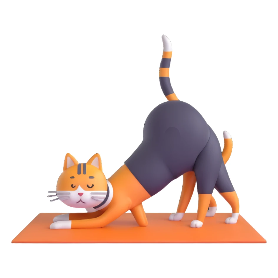 cat in downward dog yoga pose, triangle pose with raised hips sticker