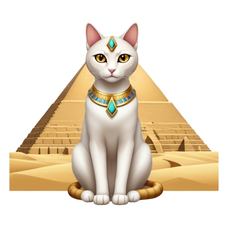 Egyptian cat full body sitting with pyramids background sticker