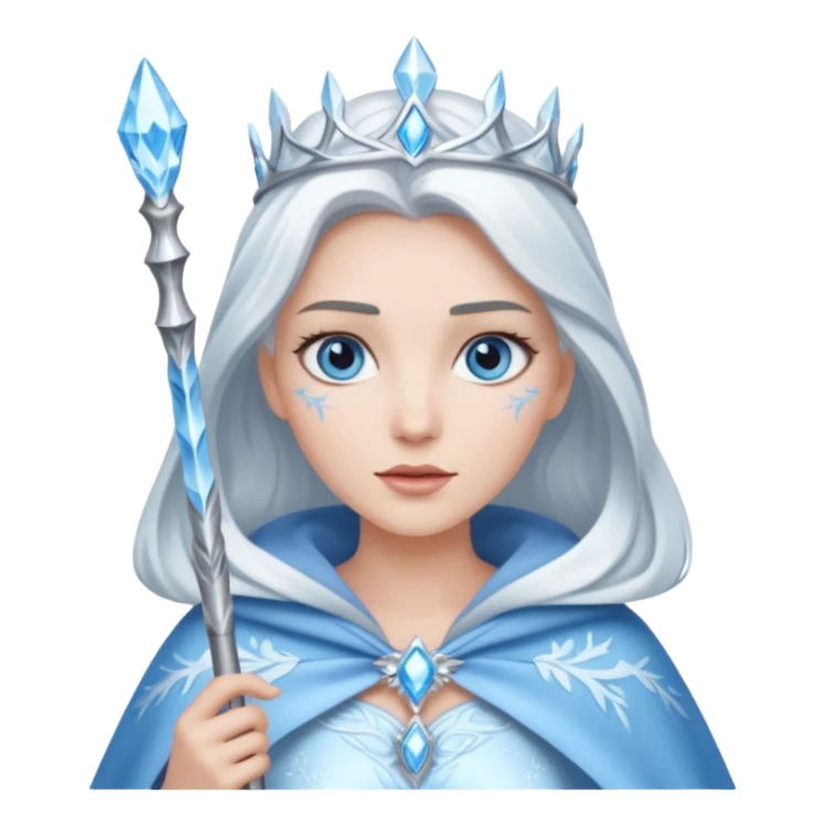 Ice Queen – silver wand + frost cape. sticker