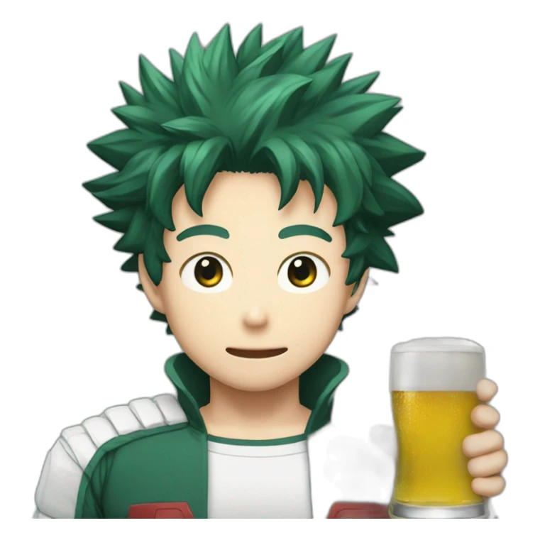 Izuku midoriya qui boit une bière sticker
