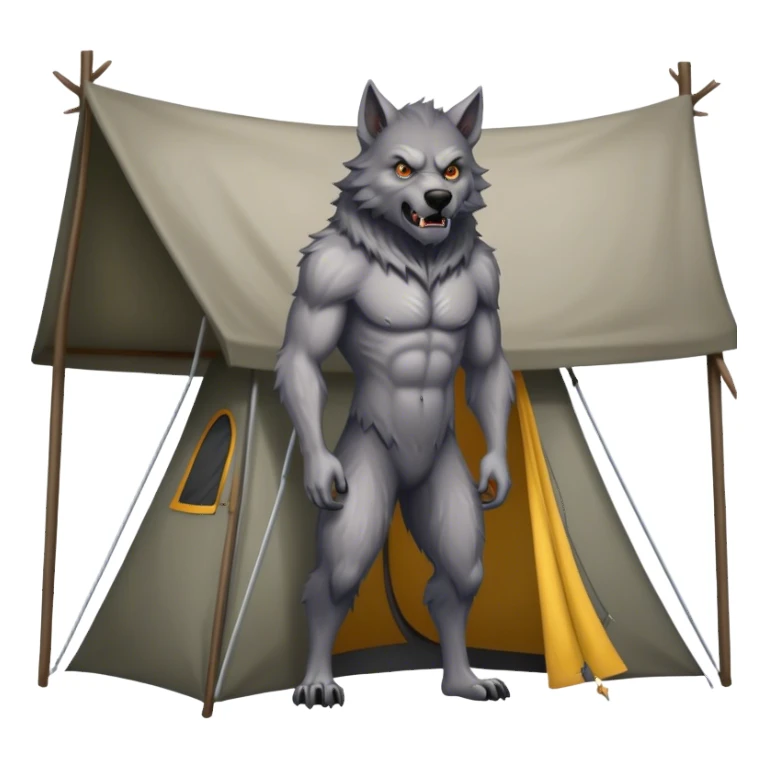 wearwolf standing outside of a tent sticker
