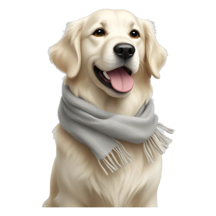 White golden retriever wearing a scarf sticker
