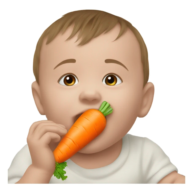 Baby eating carrot sticker