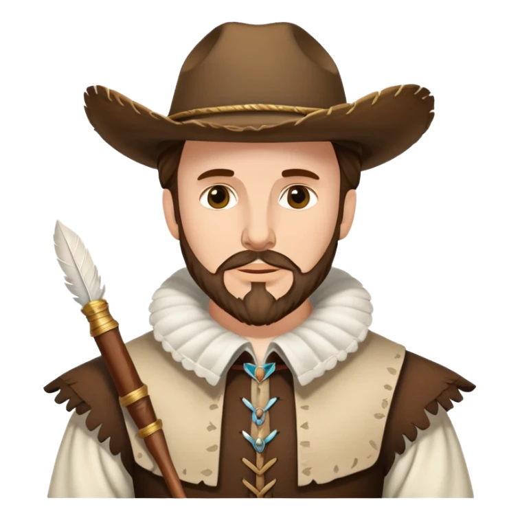 Shakespeare as a cowboy with ruff collar, quill pen and cowboy hat sticker