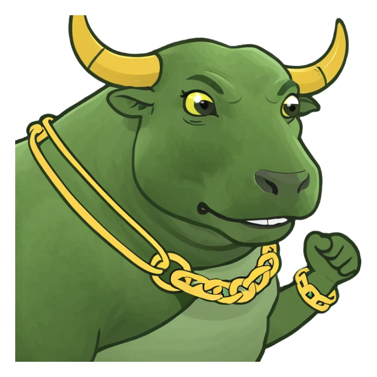 Grey bull with green and gold arm bracelets sticker