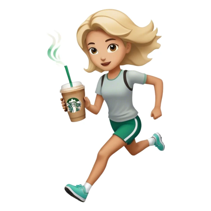 Girl running with Starbucks  sticker